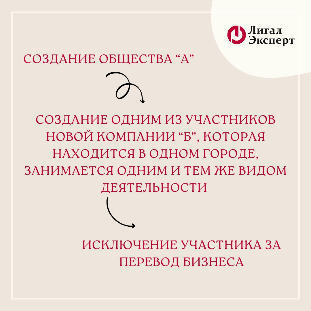 Можно ли исключить участника за перевод бизнеса?